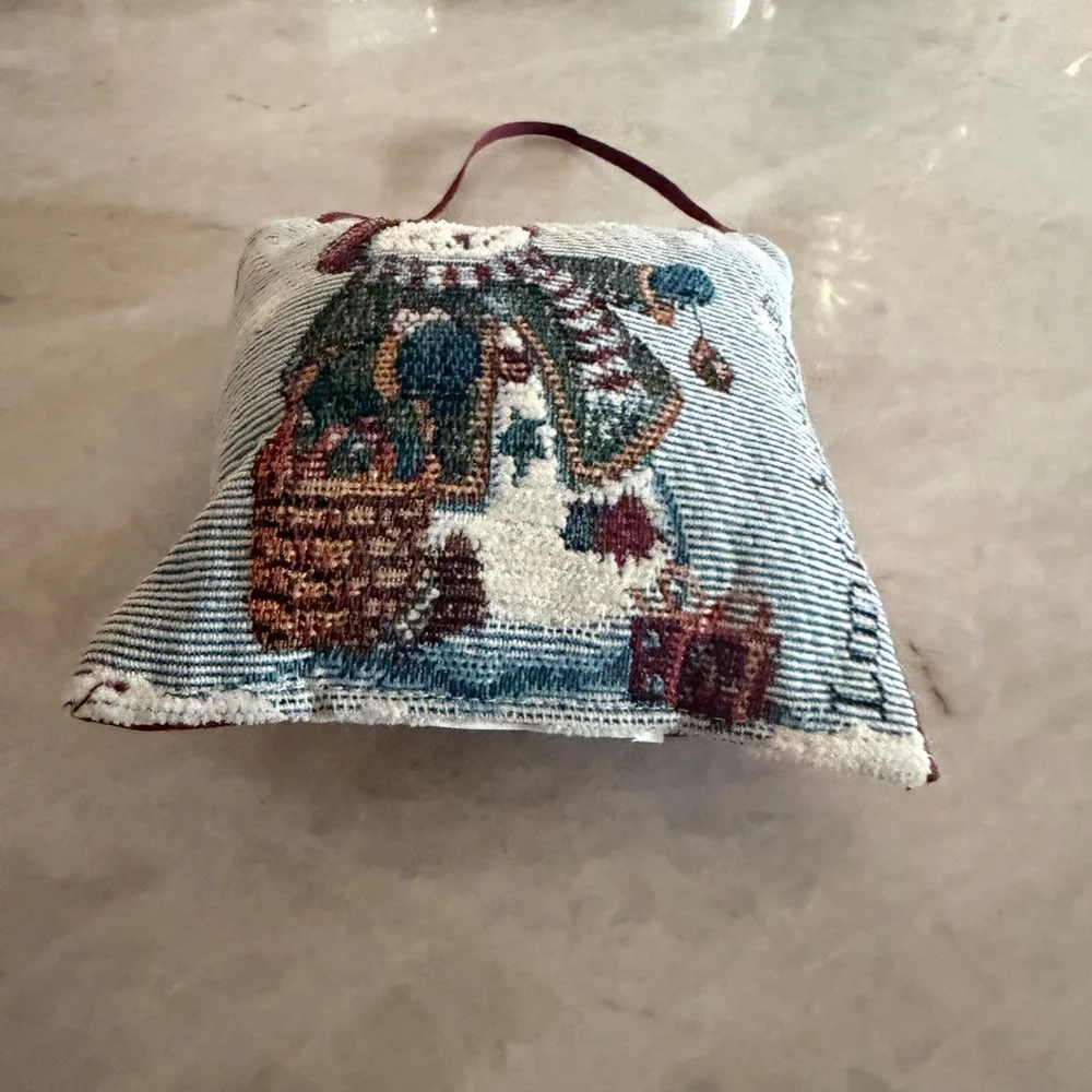 Longaberger Festive Snowman Pillow - Blue and Brown